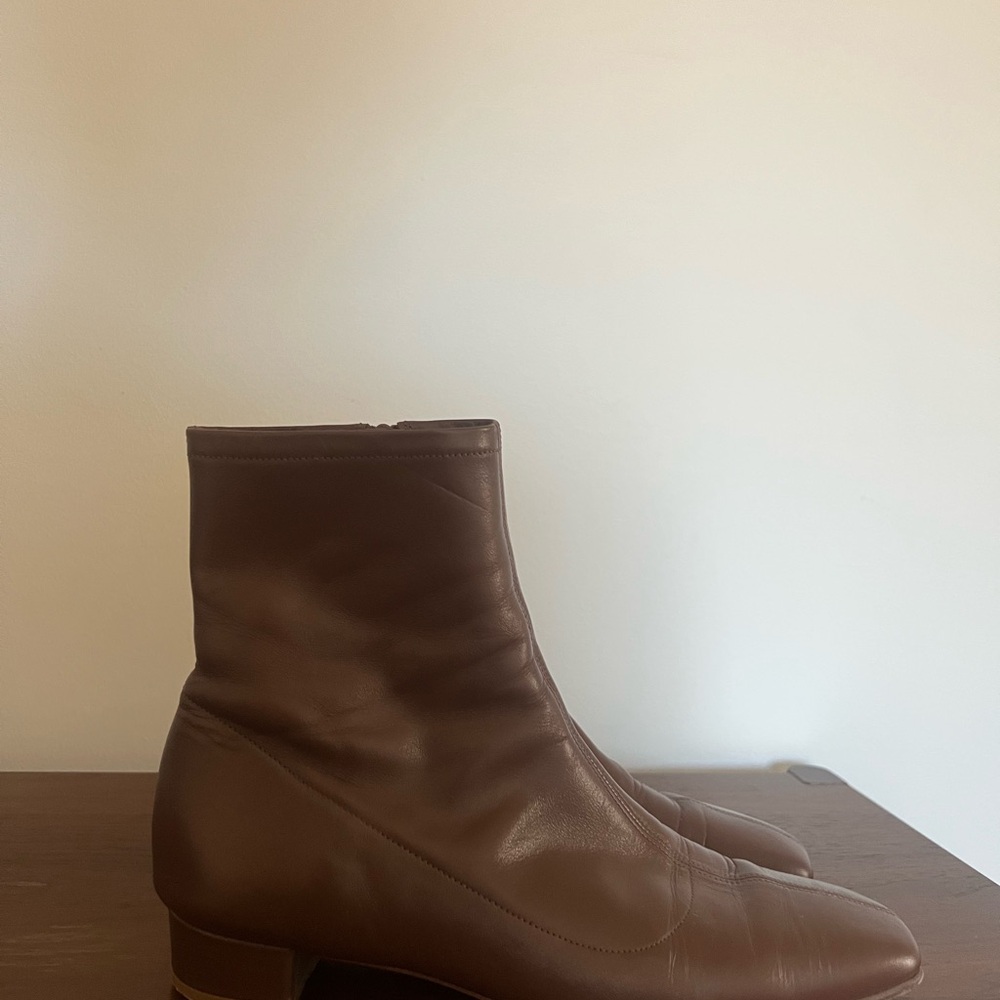 BY FAR Este Brown Leather Ankle Boots